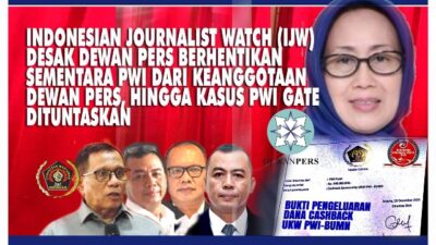 IJW Surati Dewan Pers Minta Keanggotaan PWI Dibekukan Hingga Kasus PWI Gate Tuntas!