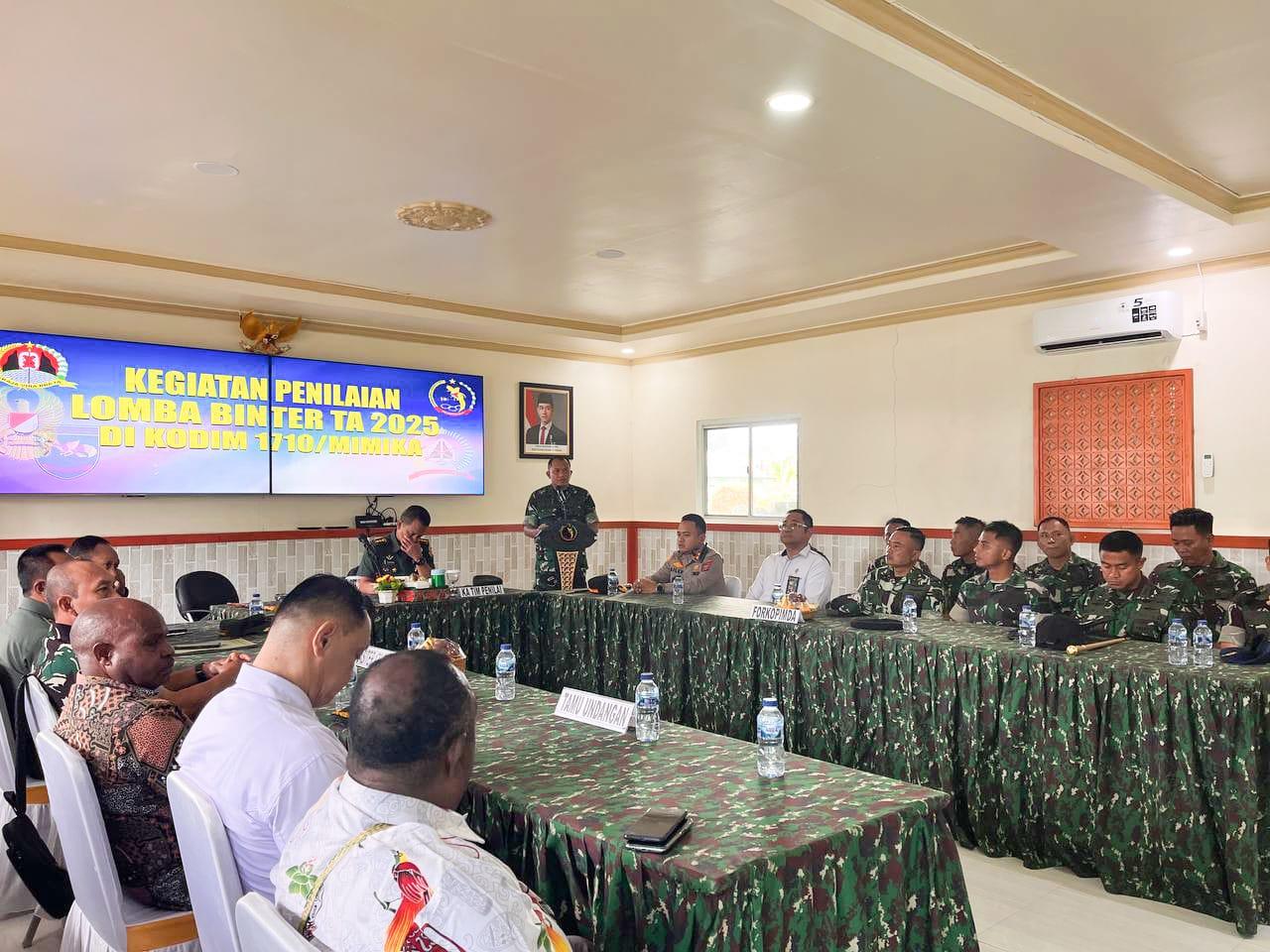 Wakili Kodam XVII/Cenderawasih, Kodim 1710/Mimika Terima Tim Penilai Lomba Binter