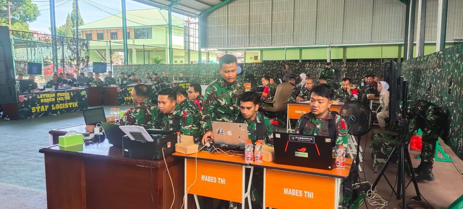Pussimpur Kodiklatad Dukung Digitalisasi Latihan Posko I “Perisai Runtuh-5” Korem 143/HO