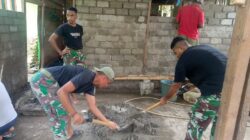 Personel Satgas TMMD Ke-127 Kodim 1514/Morotai Laksanakan Penyusunan Batu Bata RTLH di Desa Mandiri